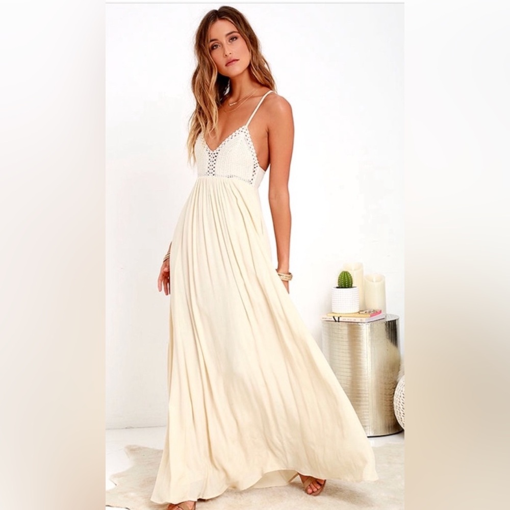 Off White Crochet Maxi Dress